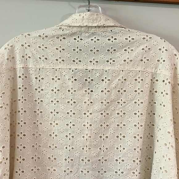 Cream Eyelet Button-Up Shirt - no size tag - Picture 6 of 7